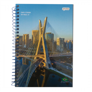 Caderno Espiral Capa Dura 15 x 20 x 1 cm Ponte estaiada São Paulo/ Colorido   96 Folhas / A5
