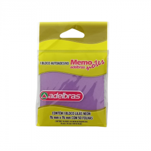 Bloco Autoadesivo Roxo Papel 7 x 7 x 5 cm Roxo   Contém 50 Folhas