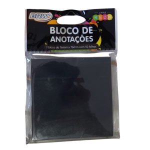 Bloco De Anotações Preto Papel 8 x 8 x 5 cm Preto   Contém 50 Folhas/ Necessário Uso De Caneta Branca