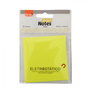 Bloco De Notas Eletrostático Amarelo Neon Papel 8 x 11 x 5 cm Amarelho Neon   Contém 30 Folhas