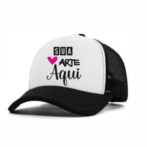 Boné Personalizado com Arte Exclusiva poliester branco e nylon tamanho único com ajuste traseiro  Estampa em sublimação colorida  Personalização com logotipo, nome, foto ou arte exclusiva