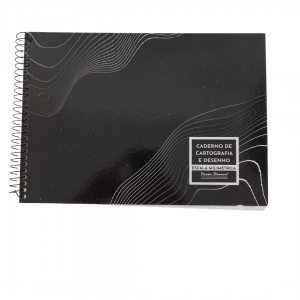 Caderno De Cartografia E Desenho Capa Dura 31 x 22 x 1 cm Preto   Escala Milimétrica/  60 Folhas