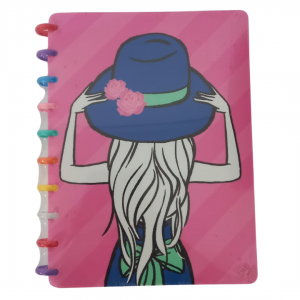 Caderno De Disco Feminino Capa Flexivel 19 x 25 x 1 cm Rosa   