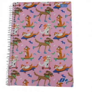 Caderno Universitário Capa Dura 21 x 27 x 1 cm Animais/ Rosa   1 Matéria/ 96 Folhas