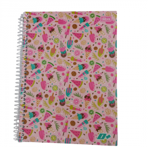Caderno Universitário Capa Dura 21 x 27 x 1 cm Sorvete/ Rosa   96 folhas/ 1 Matéria