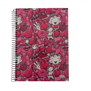 Caderno Universitário Capa Dura 21 x 27 x 2 cm Rosa Estampado   10 Matérias/ 160 Folhas