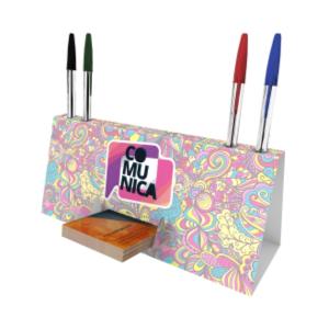 Calendário de Mesa Couchê 300g 25,25x18cm 4x0 Sem Verniz Porta Cartões e Canetas - Corte/Vinco 