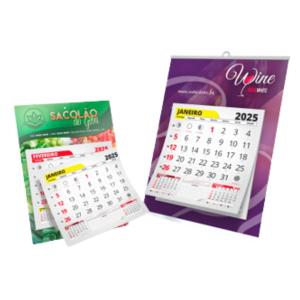 Calendário de Parede Couchê 250g 27x41cm 4x0 UV Total Frente Furo 5mm 