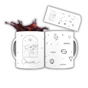 Caneca Ceramica - Signos Ceramica 300ML Branca Sublimação  