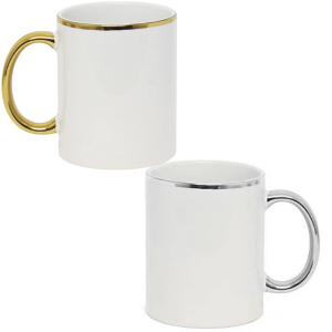Caneca de Ceramica Com Alça E Borda Espelhada Personalizada - Sua Arte Ceramica 300ML Consulte Cores Disponivéis Sublimação Sua Arte 