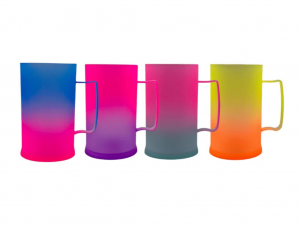 Caneca De Chopp Bicolor Plástico 300 ml Colorido Pintura Jateada Transfer Após a compra informar cores através do chat ( 2 cores)