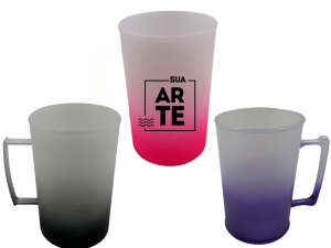 Caneca De Chopp Jateado Plástico 500 ml Colorido Pintura Jateada Transfer 