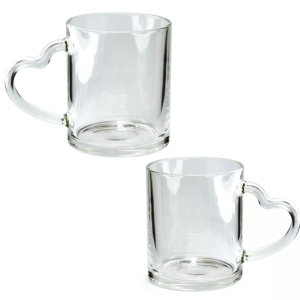 Caneca De Vidro Com Alça Coração Personalizada - Sua Arte Vidro 300ML Consulte Cores Disponivéis Sublimação Sua Arte 