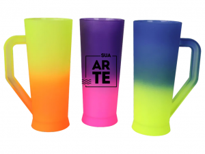 Caneca Long Drink Bicolor Plástico 300ml Colorido Pintura Jateada Transfer Após a compra informar cores através do chat ( 2 cores)