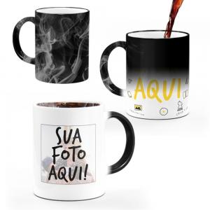 Caneca Magica Personalizada - Sua Arte Ceramica 300ML Preta/Mágica Sublimação Sua Arte 