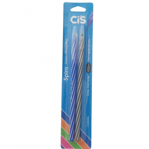 Caneta Esferiográfica Cis spiro Blister Plástico 5 x 23 x 5 cm Preto/ Azul   