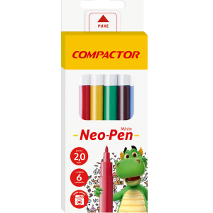 Canetinhas Compactor Mirim Neo-Pen Plástico 1 Unidade Colorido   Acompanha As Cores Azul/Verde/Marrom/Vermelho/Preto/Amarelo