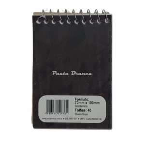 Caderneta Espiral Capa Flexivel 7 x 10 x 1 cm Preto   40 Folhas
