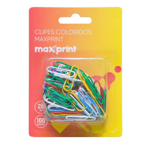 Clipes Coloridos Maxprint Arame De Aço 10 x 12 x 5 cm Colorido   Contém 100 Unidades