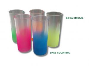 Copo Long Drink Degradê Plástico 300ml Colorido Pintura Degradê Transfer 