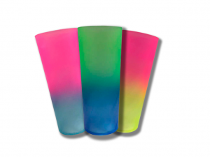 Copo Long Drink Bicolor Plástico 300ml Colorido Pintura Jateada Transfer Após a compra informar cores através do chat ( 2 cores)