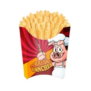 Embalagem para Batata Frita Kraft 240g Sem Película Antigordura 8,5x4x9,2cm 4x0 Sem revestimento Corte/Vinco para Encaixe 