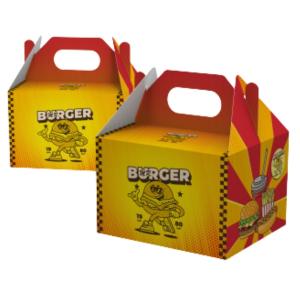 Embalagem para kit Lanche Kraft 240g com Tinta Branca 15x10x13cm 4x0 Sem revestimento Corte/Vinco e Cola 