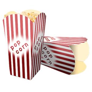 Embalagem para Pipoca Papel Alimentício 270g com Película Antigordura 7x7x14,4cm 4x0 Sem revestimento Corte/Vinco para Encaixe 