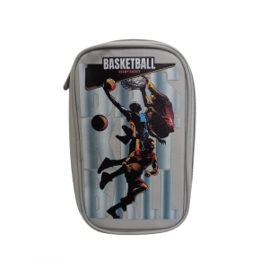 Estojo Box Basquete Tecido 13 x 22 x 3 cm Cinza   1 Divisória + 19 Compartimentos
