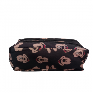 Estojo Infantil Mickey Tecido 19 x 8 x8 cm Preto   2 Divisórias