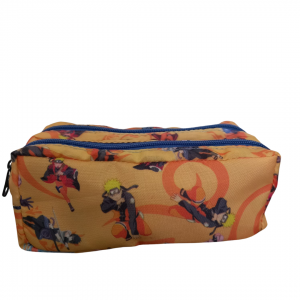 Estojo Infantil Naruto Tecido 19 x 8 x8 cm Amarelho   2 divisórias