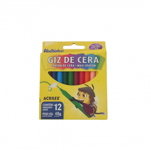 Giz De Cera Acrilex Giz  Colorido   Acompanha 12 Giz