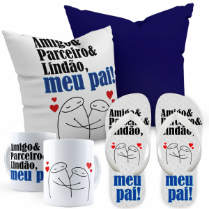 Kit Presente Personalizado – Almofada + Chinelo + Caneca com Arte Exclusiva  1 Almofada Personalizada (30x30cm)      1 Par de Chinelo Personalizado(33-45)   1 Caneca de Cerâmica Personalizada    