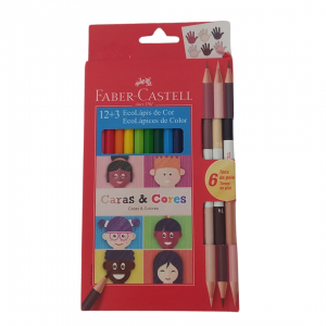 Lápis De Cor Faber-Castell Caras & Cores Madeira 11 x 17 x 1 cm Colorido   Acompanha 3 Ecolápis de tons de pele