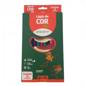 Lápis de cor (jumbo) Leo & Leo 12cores Big 15cm - Leonora  11 x 20 x 5 cm Colorido   Acompanha 1 Apontador