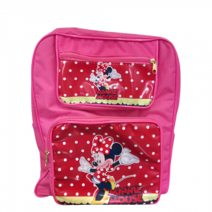 Mochila Escolar Infantil Minnie Tecido 27 x 34 x 11 cm Vermelho   3 repartições + 2 bolsos laterais