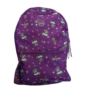 Mochila Escolar Panda Unícornio Tecido 32 x 43 x11 cm Roxo   2 repartições