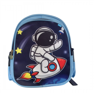 Mochila Infantil Astronauta Tecido 22 x 28 x 9 cm Azul   2 repartições + 2 bolsos laterais