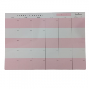 Planner Mensal Papel Offset 29 x 21 x 1 c m Rosa/ Branco   20 Folhas
