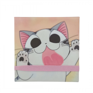 Porta Bloco De Notas Gatinho Cut+Cut MDF 8 x 8 x 5 cm Rosa   Contém 100 Folhas/ Acompanha 1 Adesivo