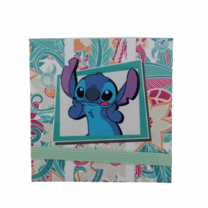 Porta Bloco De Notas Stitch Cut+Cut MDF 8 x 8 x 5 cm Colorido   Contém 100 Folhas/ Acompanha 2 Adesivos