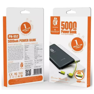 Power Bank  5000 mAh Branco   1 Cabo embutido