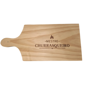 Tábua de Corte Personalizada – Gravação a Laser Exclusiva Madeira de alta resistência 19 x 40 x 1.6 cm Gravação a laser Natural, sem verniz  Ideal para presente personalizado, empresas, churrasqueiras e eventos.
