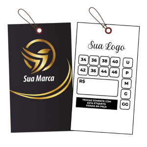 Tag Para Roupa Couchê 250g 8,8x4,8cm 4x4 Verniz UV Total Frente Furo 3 ou 5 mm 